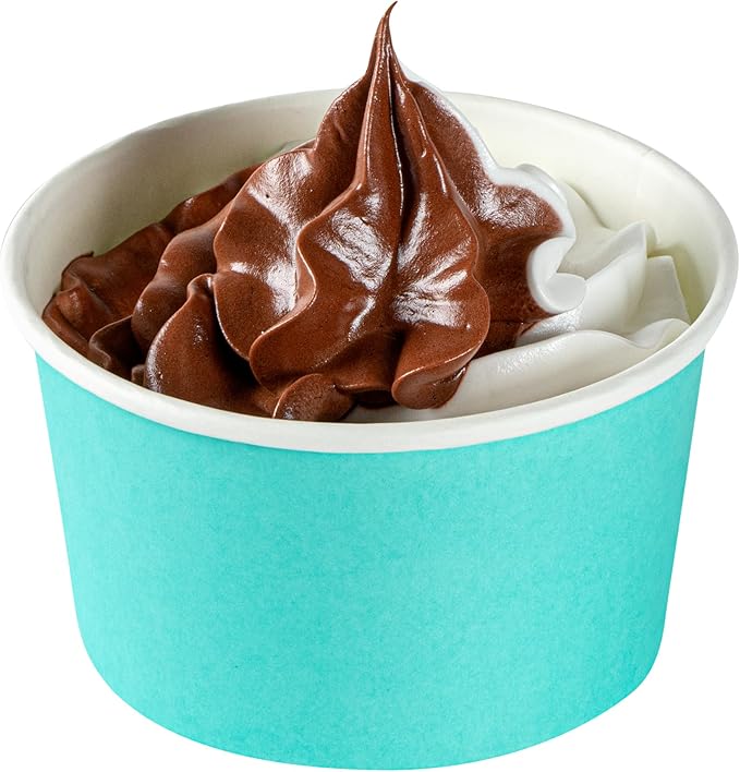 Coppetta 12 Ounce Dessert Cups, 200 Disposable Ice Cream Cups - Lids Sold Separately, Sturdy, Turquoise Paper FroYo Bowls, Durable, For Hot And Cold Foods, Perfect For Gelato - Restaurantware
