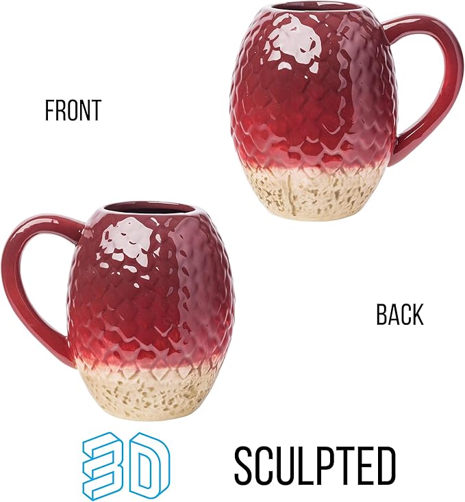 Silver Buffalo Game of Thrones Red Dragon Egg Ceramic 3D Sculpted Mug, 20 Ounces