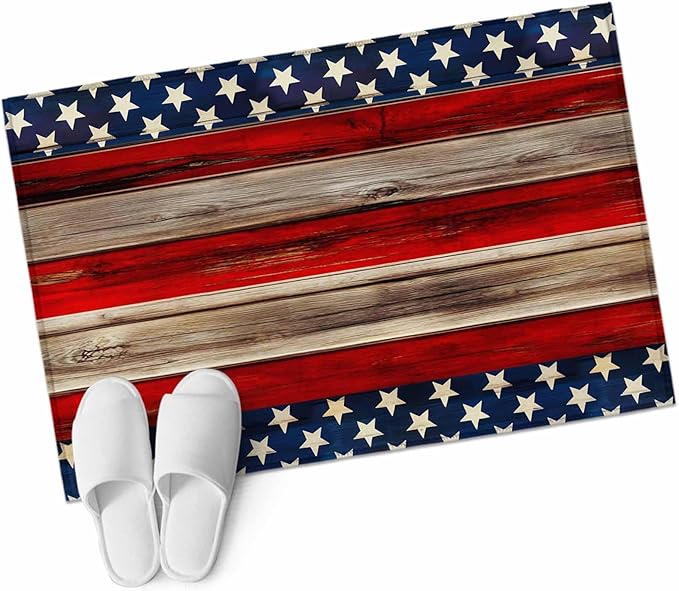 Area Rug 2x3ft, Vintage Stripes and Stars Washable Rugs for Living Room Bedroom, Patriotic 250th Anniversary Soft Non-Slip Area Rugs Rectangle Floor Carpet for Dining Room