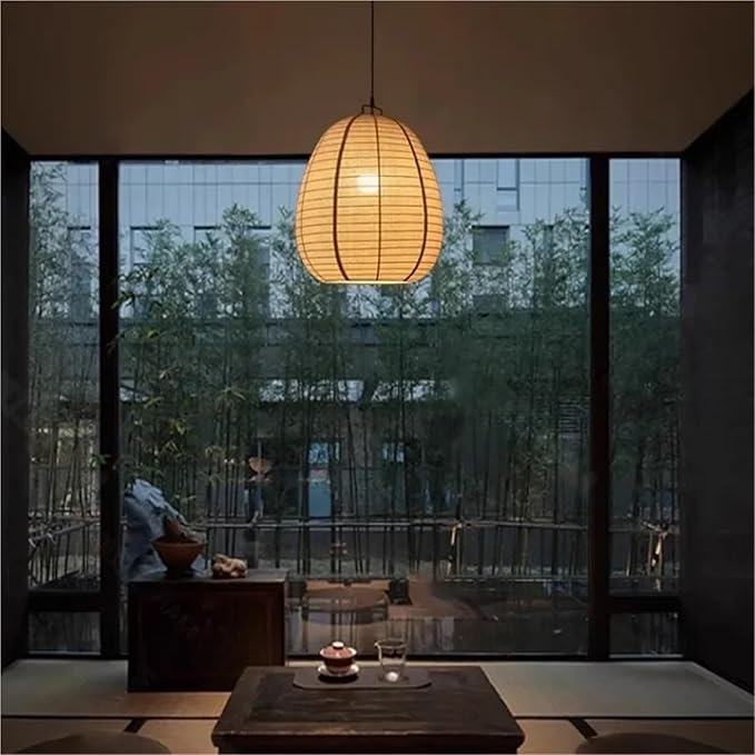 Japanese Retro White Fabric Pendant Light Living Dining Room Droplight Lighting Decor Bedroom Hanging Lamp,(D40cm)