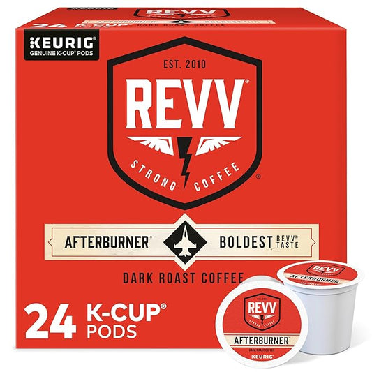 REVV Afterburner, Single-Serve Keurig K-Cup Pods, Dark Roast Coffee Pods, 96 Count