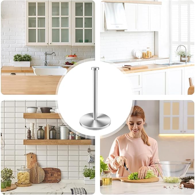 Paper Towel Holder Countertop | Metal Bathroom Towel Holder Stand,Stainless Steel Countertop, Vertical Dispenser for Bathroom Kitchen