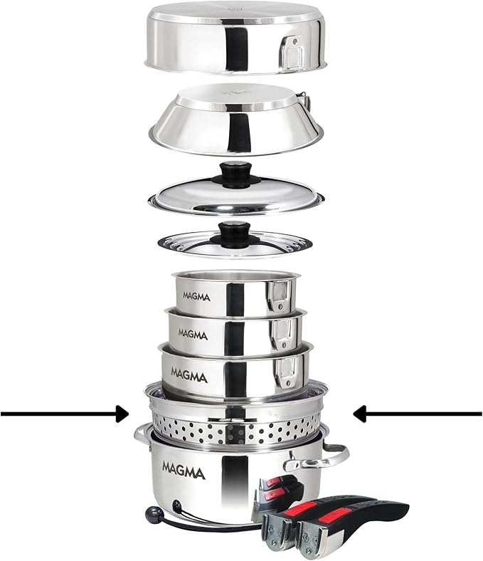 Magma A10-367 Nesting Colander, Steamer & Cooker Insert | 100% 18-8 Stainless Steel | Custom Fit for Magma 5 Qt Stock Pot | Space-Saving Marine & RV Cookware Accessory