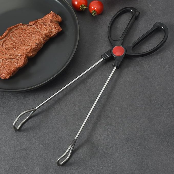 OSALADI 2pcs Stainless Steel Kitchen Tongs Bbq Food Buffet Serving Tongs with Heat Resistant Handles for Grill and Outdoor Cooking