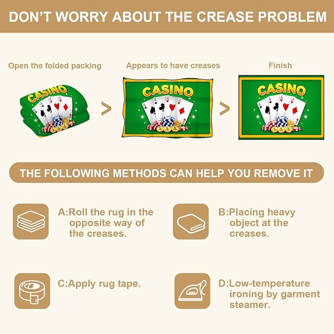 8x10 Area Rugs for Bedroom Boho Washable Man Cave Rug for Living Room Casino Theme Playing Cards Poker Chips Dollar Coins Soft Rubber Backed Non-Slip Large Carpets for Boys