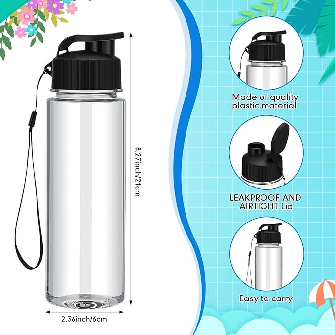 Mifoci 20 Pieces Water Bottle Bulk 17 oz Plastic Water Bottles Bulk Gym Sports Adults Reusable Large Bottles with Leak Proof Flip Top for Party Outdoor (Black)