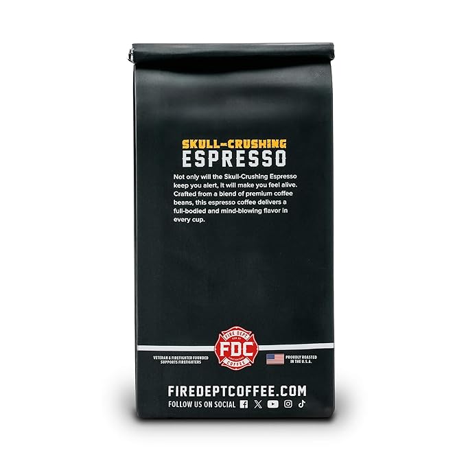 Fire Department Coffee - Gives Back to Firefighters - Skull Crushing Espresso Coffee Beans - Full-Bodied & Bold - Roasted in the USA - Premium Espresso Beans - Veteran Owned (12 oz, Pack of 2)