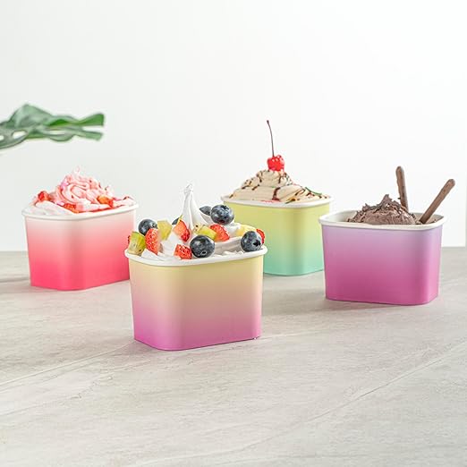 Coppetta 12 Ounce Dessert Cups, 200 Greaseproof Ice Cream Cups - Lids Sold Separately, For Hot And Cold Foods, Orange And Blue Ombre Paper Yogurt Bowls, Disposable, Sturdy - Restaurantware
