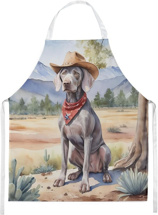 Caroline's Treasures Weimaraner Cowboy Welcome Apron Cooking Kitchen Server Baking Crafts Gardening for Adult Women Men, Unisex, Large, Multicolor