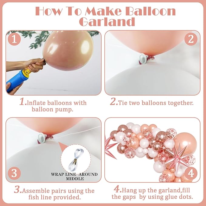 KARLURE Rose Gold Balloons Arch Kit with Metallic Rose Gold Confetti Balloons for Mothers Day Decorations Baby Shower Bridal Shower Wedding Birthday Party 2026 Graduation Anniversary Decorations
