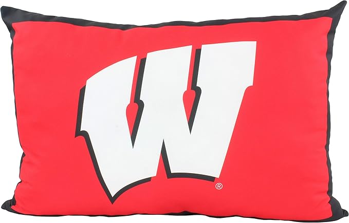College Covers Everything Comfy Wisconsin Badgers 20" x 28" Fully Stuffed Big Logo Pillow