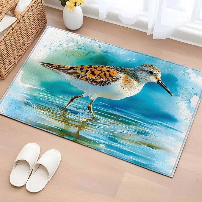 Area Rug 2x3ft, Natural Lake Bird Water Reflection Washable Rugs for Living Room Bedroom, Animal Splatter Art Soft Non-Slip Area Rugs Rectangle Floor Carpet for Dining Room