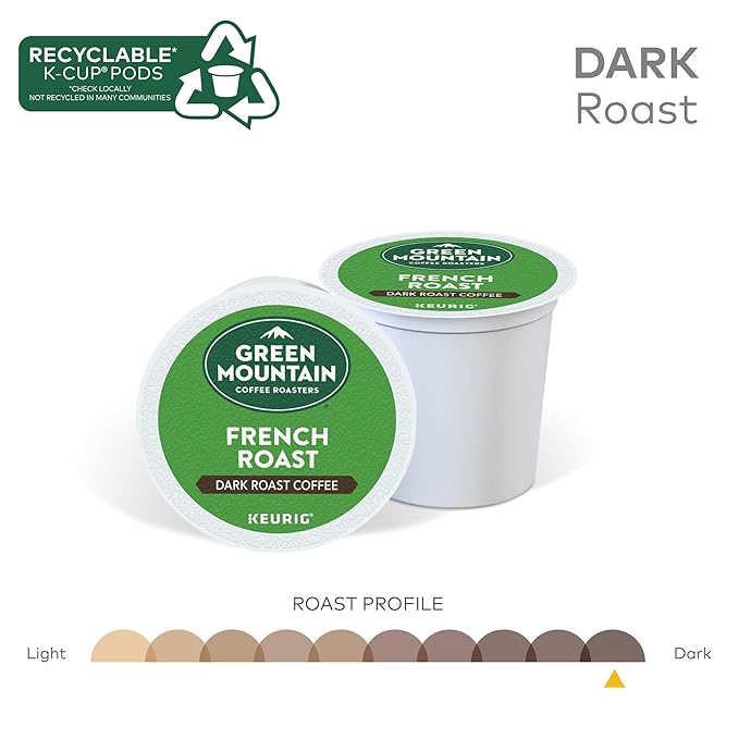Green Mountain Coffee Roasters French Roast, Single-Serve Keurig K-Cup Pods, Dark Roast Coffee Pods, 96 Count