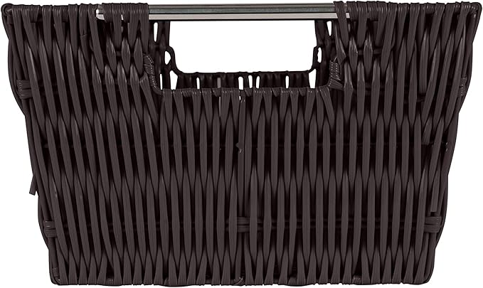 Simplify 3 Piece Set Woven Rattan Tote Baskets | Multi-Size | Handles | Storage & Organization | Toys | Bathroom Accessories | Home | Office | Dorm | Playroom | Closet | Chocolate