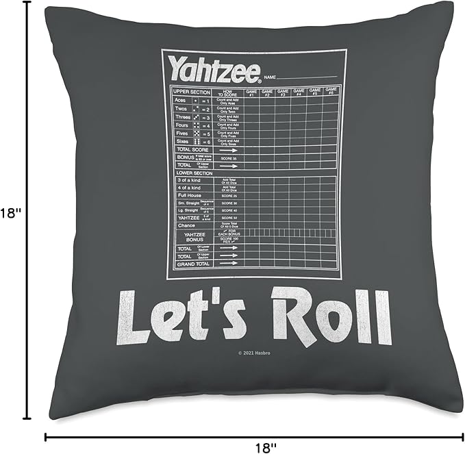 Yahtzee Score Sheet Let's Roll Throw Pillow