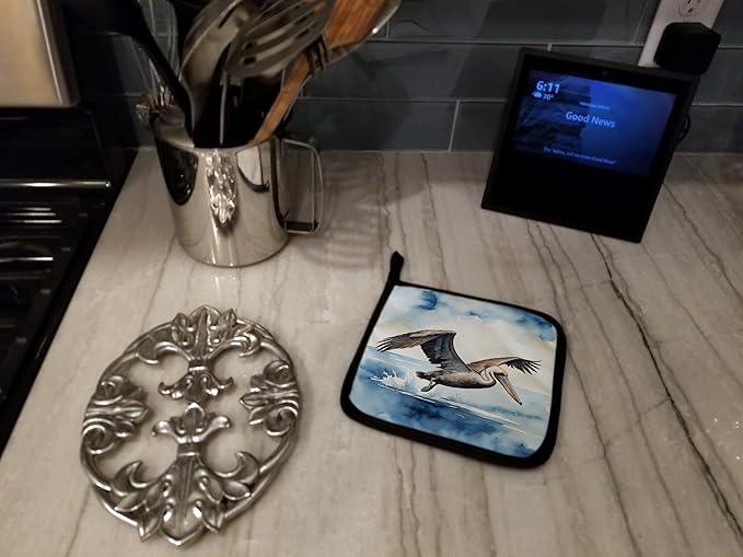 Caroline's Treasures Pelican Diving Pair of Pot Holders Kitchen Heat Resistant Pot Holders Sets Oven Hot Pads for Cooking Baking BBQ, 7 1/2 x 7 1/2