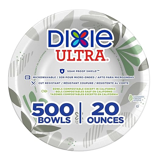 Dixie Ultra 20 oz Heavy-Weight Paper Bowls, Pathways, 500 Count, Bulk Case, 4 Packs/125 Count Per Pack, (Georgia-Pacific #SX20PATH)