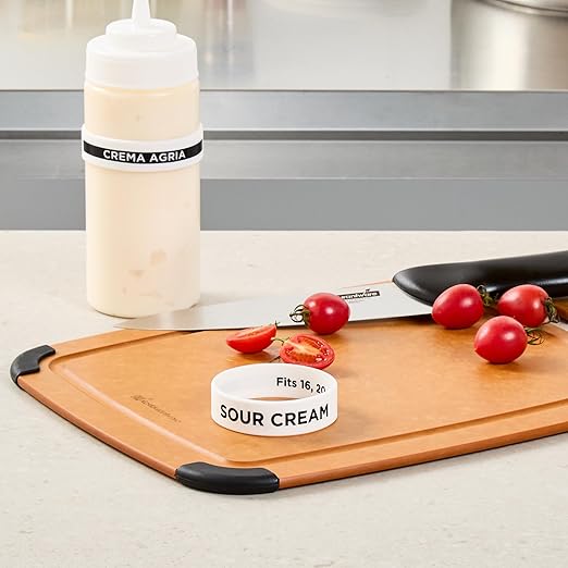 Restaurantware Silicone Squeeze Bottle Band 10 Count 2.75 Inch Dishwasher Safe Condiment Identification Band, Sour Cream White Non-Slip Label Band for Condiment Labeling at Restaurants, Food Trucks