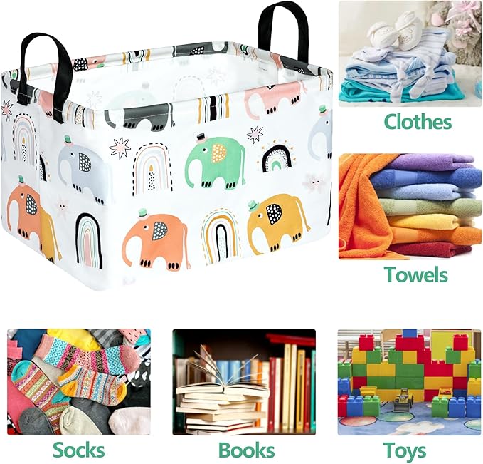 Rectangle Gift Shelf Nursery Storage Basket Laundry Hamper Storage Box and Bins for Home Clothes with Handles