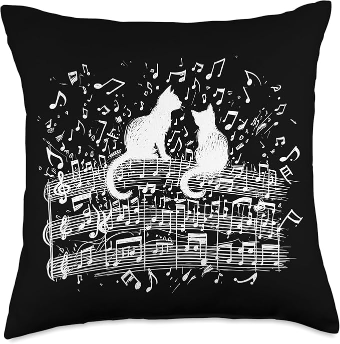 Cat Sheet Music Cute Animals Classic Musician Player Funny Throw Pillow