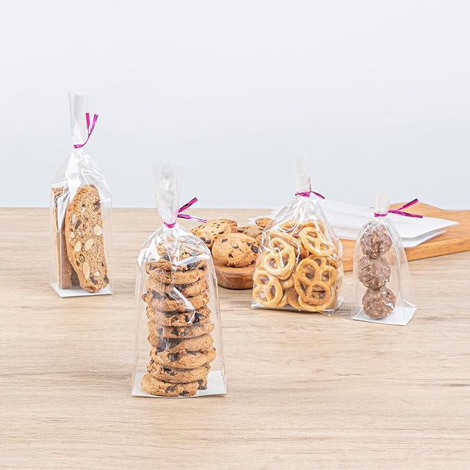 Restaurantware Flat Bottom Heat Seal Sandwich Bags Heat Sealable Food Bags - Gusset Bag with Paper Insert - Clear - 3 x 2 x 8 Inch - 100ct Box - Bag Tek
