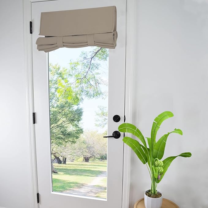 WdFour French Door Curtain - Blackout Thermal Insulated Door & Window Cover for Front/Side Doors - Noise Reducing & Energy Saving - Mocha, 34x70 Inches, 1 Panel