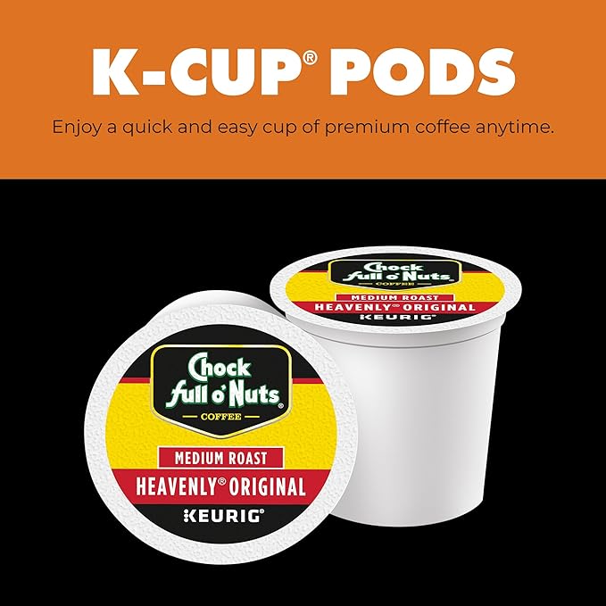 Chock Full o' Nuts Heavenly Original Keurig K-Cup Pods for Keurig Brewers – Premium Arabica, Medium Roast – Single Serve – 1 Pack of 48 K-Cup Pods