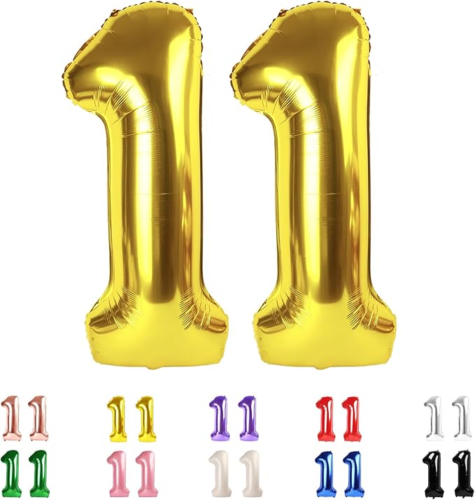 Number Balloons Big 11 11st Birthday Gold Party Decorations for Women Men, 40 In 11st Balloons for Engagement, Wedding, Celebration Party, Graduations, Photo Shoot