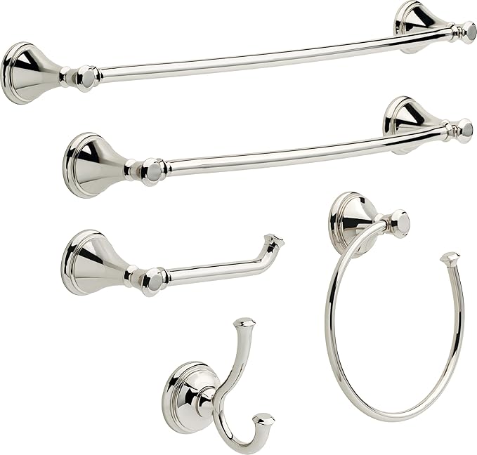 Delta Cassidy (1-Pack) Towel Hooks Polished Nickel Double Bathroom J Hooks Wall Mounted for Robes & Towels Hand Towel Hook Holder Kitchen, Bathroom Accessories 79735-PN