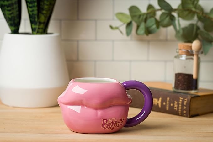 Silver Buffalo Bratz Lips Ceramic 3D Sculpted Mug, 20 Ounces