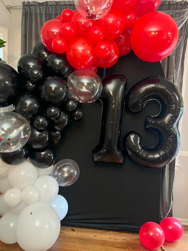 Numbers 3 Balloons Black Party Decorations for Girl Boys, 40 In Big Three Balloons for Engagement, Wedding, Celebration Party, Graduations, Photo Shoot