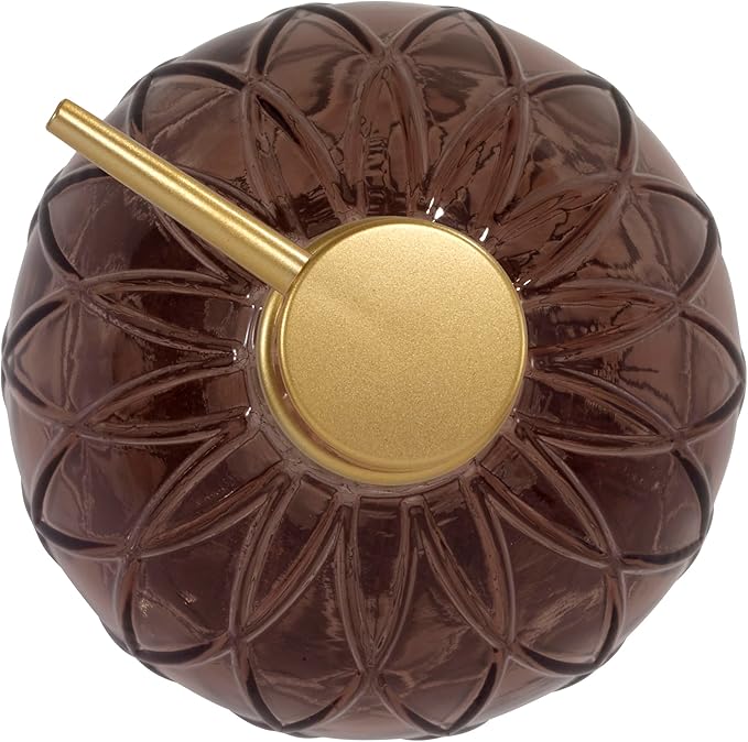 Nicole Miller – Lotion Pump, Embossed Glass with Matte Gold-Tone Pump, Soap or Lotion Dispenser for Bathroom, Kitchen or Vanity (Bijou Brown)
