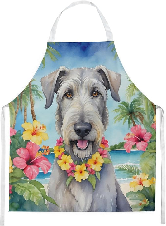 Caroline's Treasures Irish Wolfhound Luau Apron Cooking Kitchen Server Baking Crafts Gardening for Adult Women Men, Unisex, Large, Multicolor