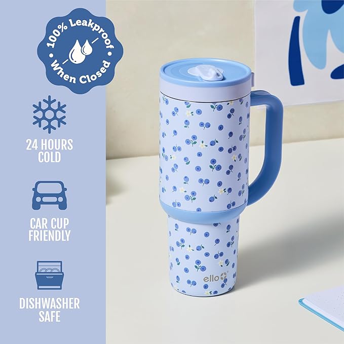 Ello Oasis 30oz Stainless Steel Tumbler - Blueberries