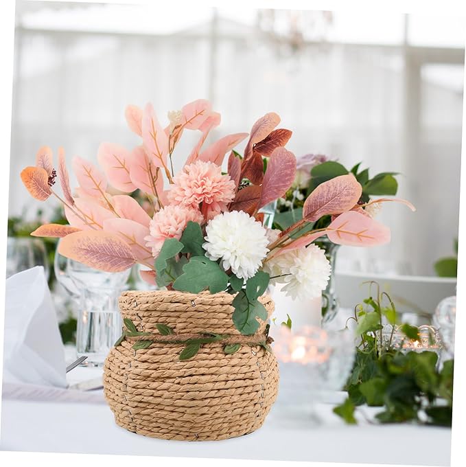 Luxshiny Woven Flower Basket Vase Handmade Decorative Floor Vase with Nordic Design for Organizing Items Unique Tabletop Planter for Living Room Study Room