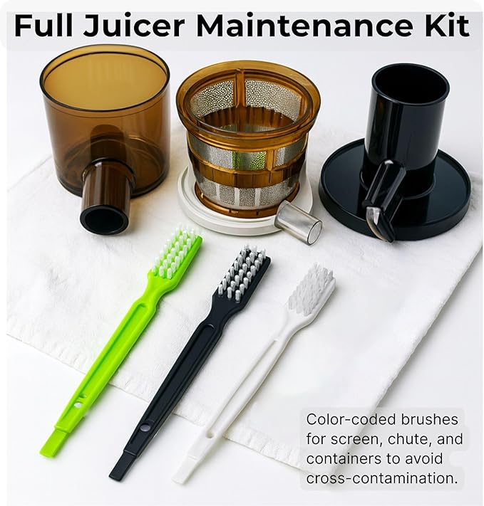 3Pcs Juicer Cleaning Brushes Set for Omega 8006, 8004, 8003 VRT350 VRT330-Replacement Masticating Juicer Accessories, Masticating Juicers Replacement Cleaner, HD Bristles