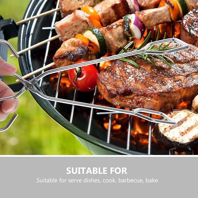SHOWERORO Bbq Tongs Medium Size Cooking Tongs Food Clamp for Grilling Bread Steak Vegetables Non-slip Kitchen Utensils for Home and Outdoor Barbecue