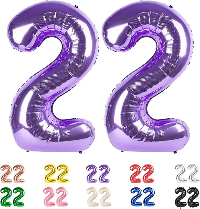 Numbers 22 Balloons, 22nd Purple Party Decorations for Girl Boys, 40 In Big 22nd Balloons for Engagement, Wedding, Celebration Party, Graduations, Photo Shoot