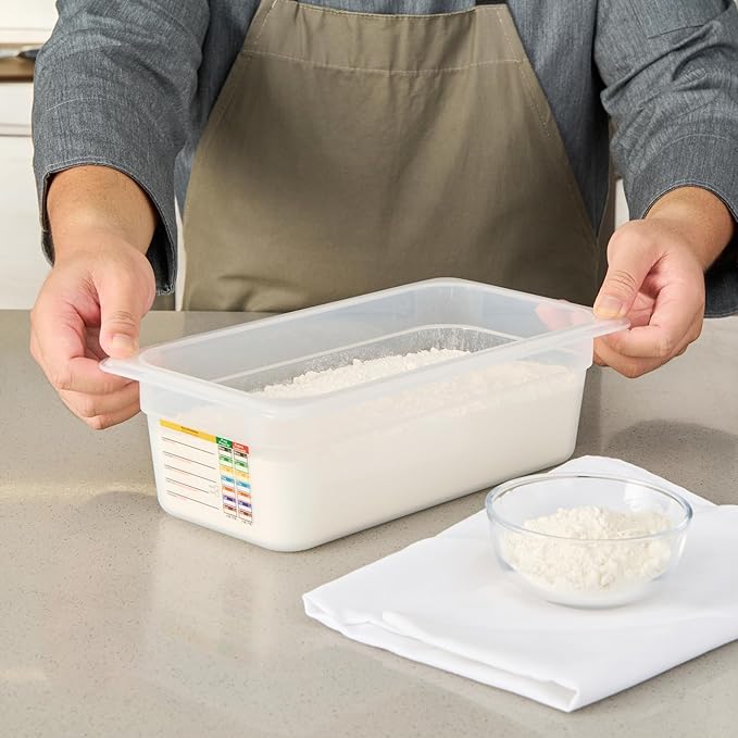 Restaurantware Food Storage Container 10 Pack of 12.7 x 6.8 x 3.9 Inches Plastic Stackable Storage Box White Reusable Label Container Dishwasher Safe For Restaurants And Kitchens