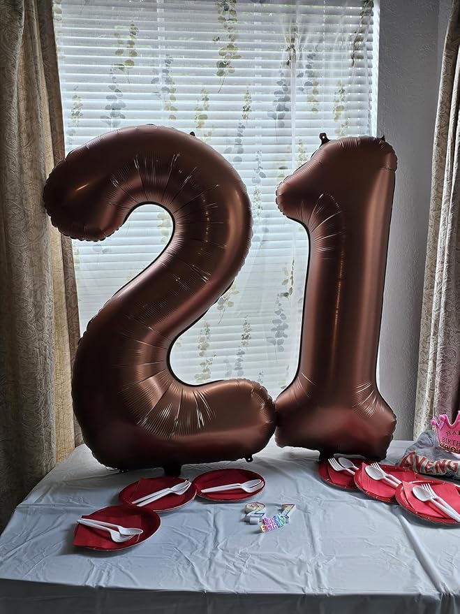 Numbers 8Th Balloon 40 Inch, Coffee Brown Birthday Decorations For Women Men, Number Balloons for 8, 18, 28 Wedding, Anniversaries, Celebration, Graduation