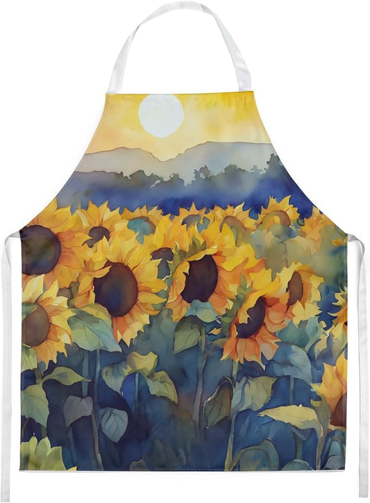 Caroline's Treasures Sunflowers in Watercolor Apron Cooking Kitchen Server Baking Crafts Gardening for Adult Women Men, Unisex, Large, Multicolor