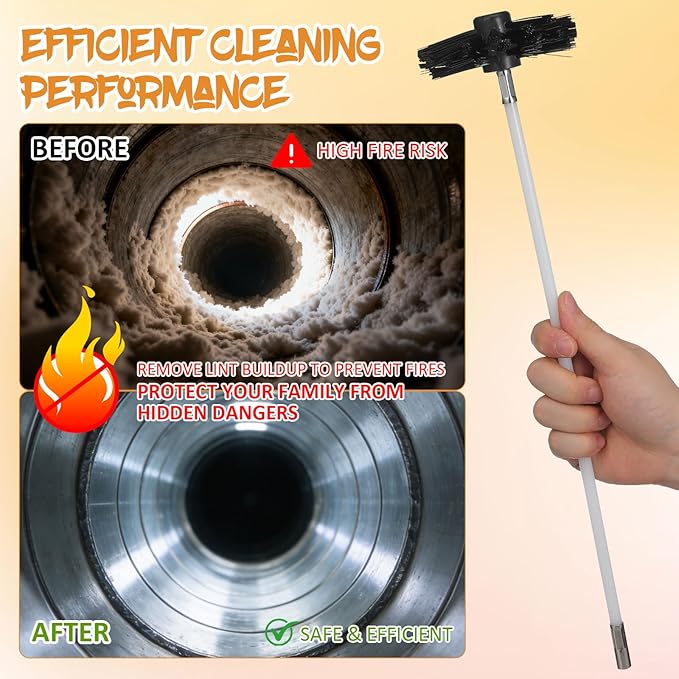 MAGICLULU 20 Feet Chimney Sweep Brush Kit - 15 Flexible Extendable Rods with Two Sizes Brush Heads for Efficient Fireplace and Stove Maintenance (4/6in)