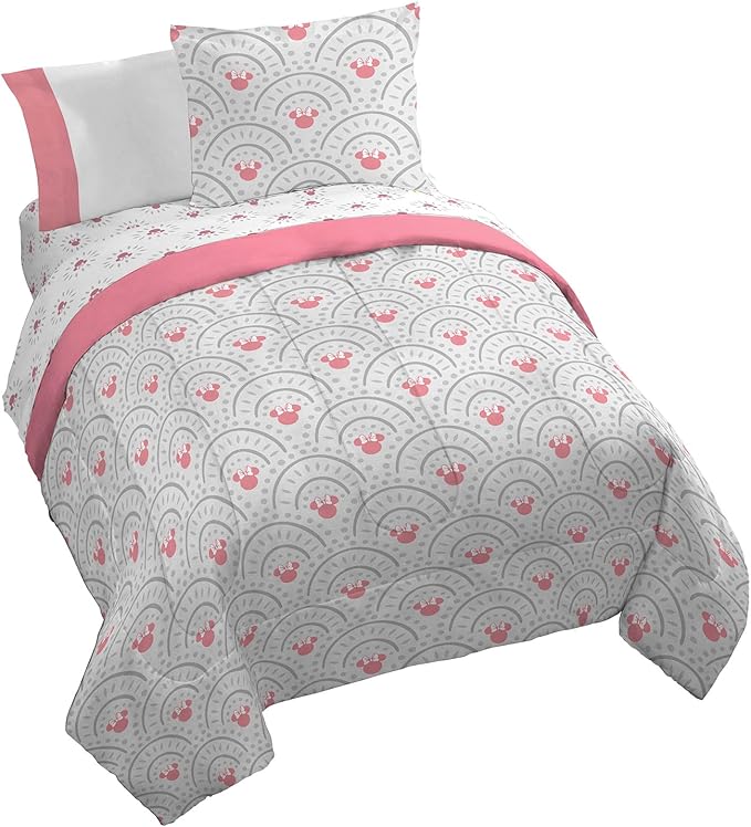 Jay Franco Disney Minnie Mouse King Comforter Set - 7 Piece Bedding Includes Sheet Set & Pillow Covers - Super Soft Cozy Pink Mandala Bedding