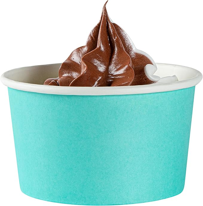 Coppetta 12 Ounce Dessert Cups, 200 Disposable Ice Cream Cups - Lids Sold Separately, Sturdy, Turquoise Paper FroYo Bowls, Durable, For Hot And Cold Foods, Perfect For Gelato - Restaurantware