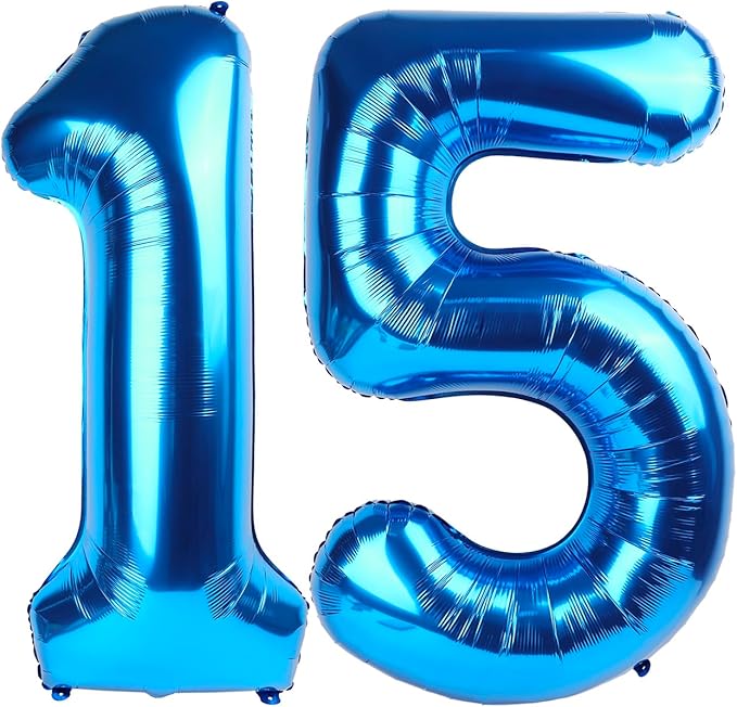 40 Inch 15 Number Balloon, 15 51 Birthday Balloon, Dark Blue Party Decoration for 15th Birthday Party Decoration, Promotion Events Decor, Photo Prop