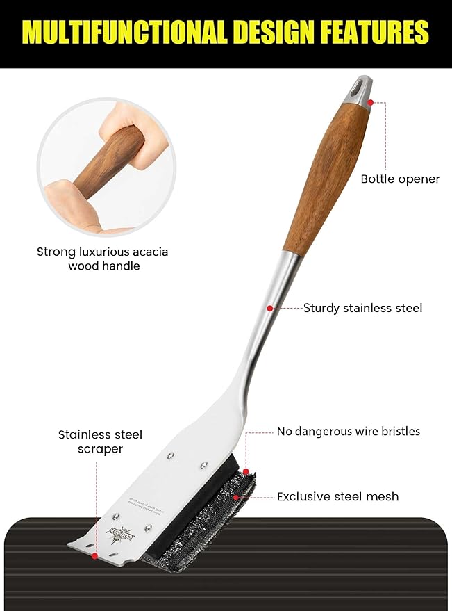 XUDAKAIXIN Bristle-Free Steam Grill Brush,No Bristle Shedding,with 2 Replacement Head. Ultra Safe & Efficient Cleaner for Cast Iron and Stainless Steel Outdoor Grills