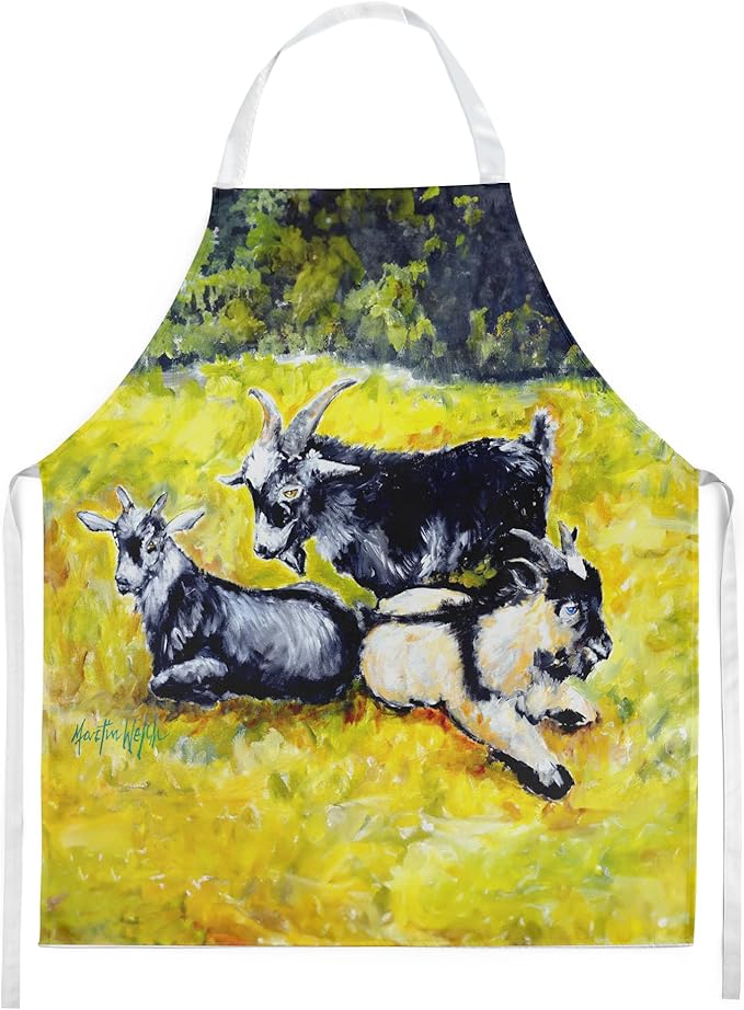 Caroline's Treasures Scooter Pooter and Tooter Goats Apron Cooking Kitchen Server Baking Crafts Gardening for Adult Women Men, Unisex, Large, Multicolor
