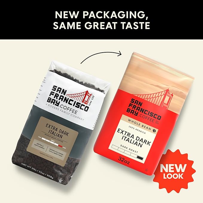San Francisco Bay Coffee - Dark Roast Whole Bean Coffee - Extra Dark Italian (2 lb bag)