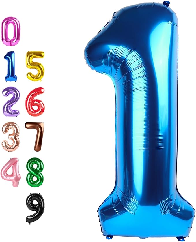 Balloons 1 Number for First Birthday, Balloon Numbers 40 Inch, Dark Blue for Baby Shower, Big Baloon for 1 11 12 13 16 18 21 Birthday Wedding Anniversaries Party