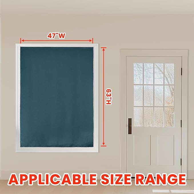 AJAZZ self Adhesive Portable 100% Blackout Curtains Simple and Easy to installBedroom Window Thermal Lnsulated Kitchen Room Darkening Black Small Drapes 1-Pack